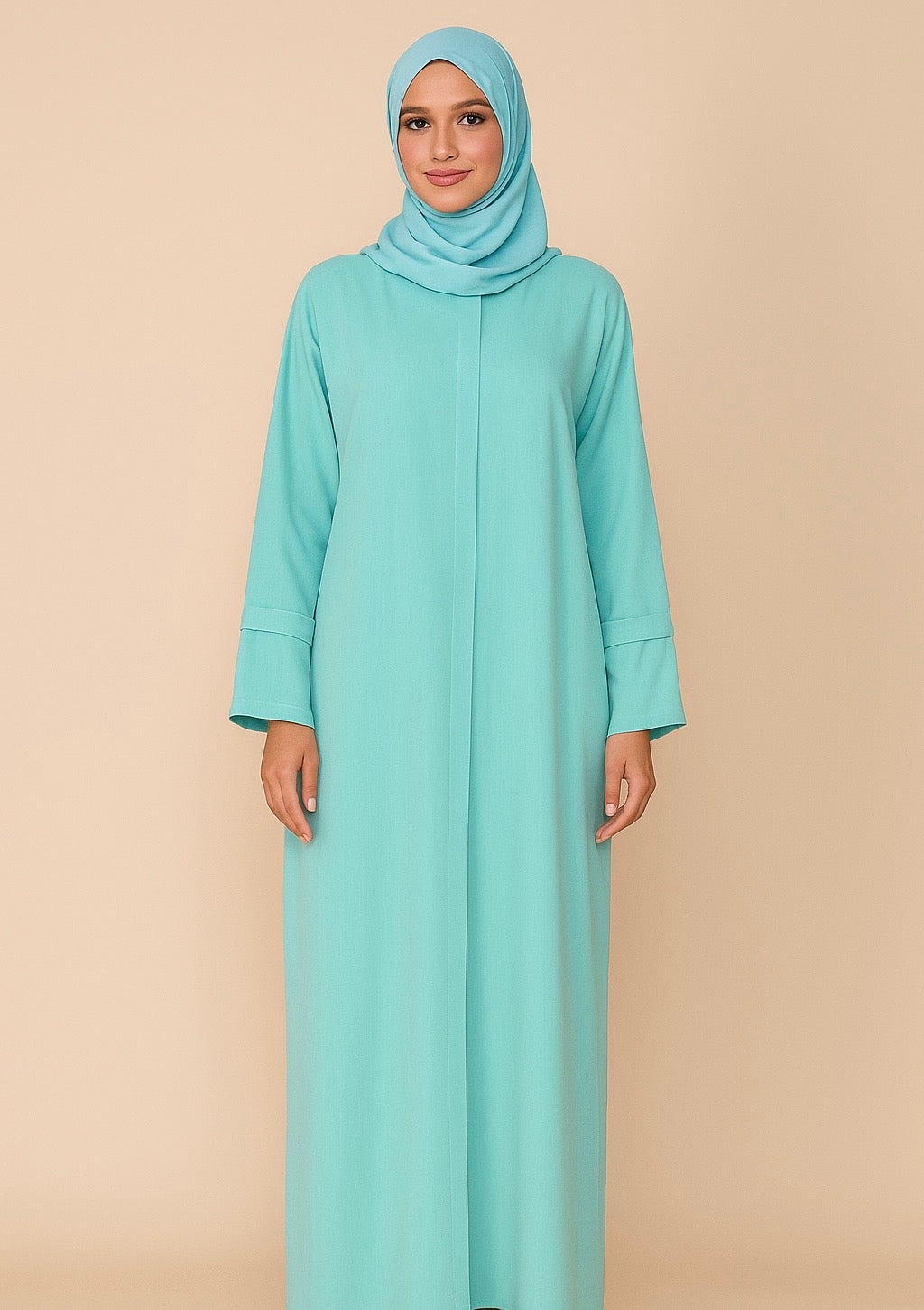 Jellaba de Prière & sortie – Turquoise Claire en Lin doux