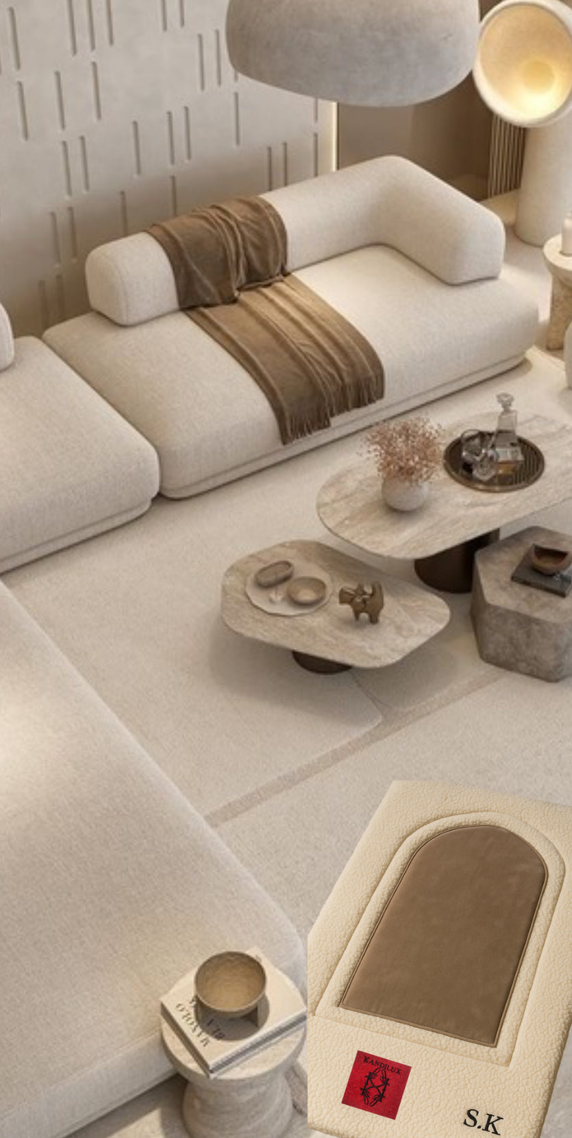 Tapis de prière Taupe Haut de Gamme fait main