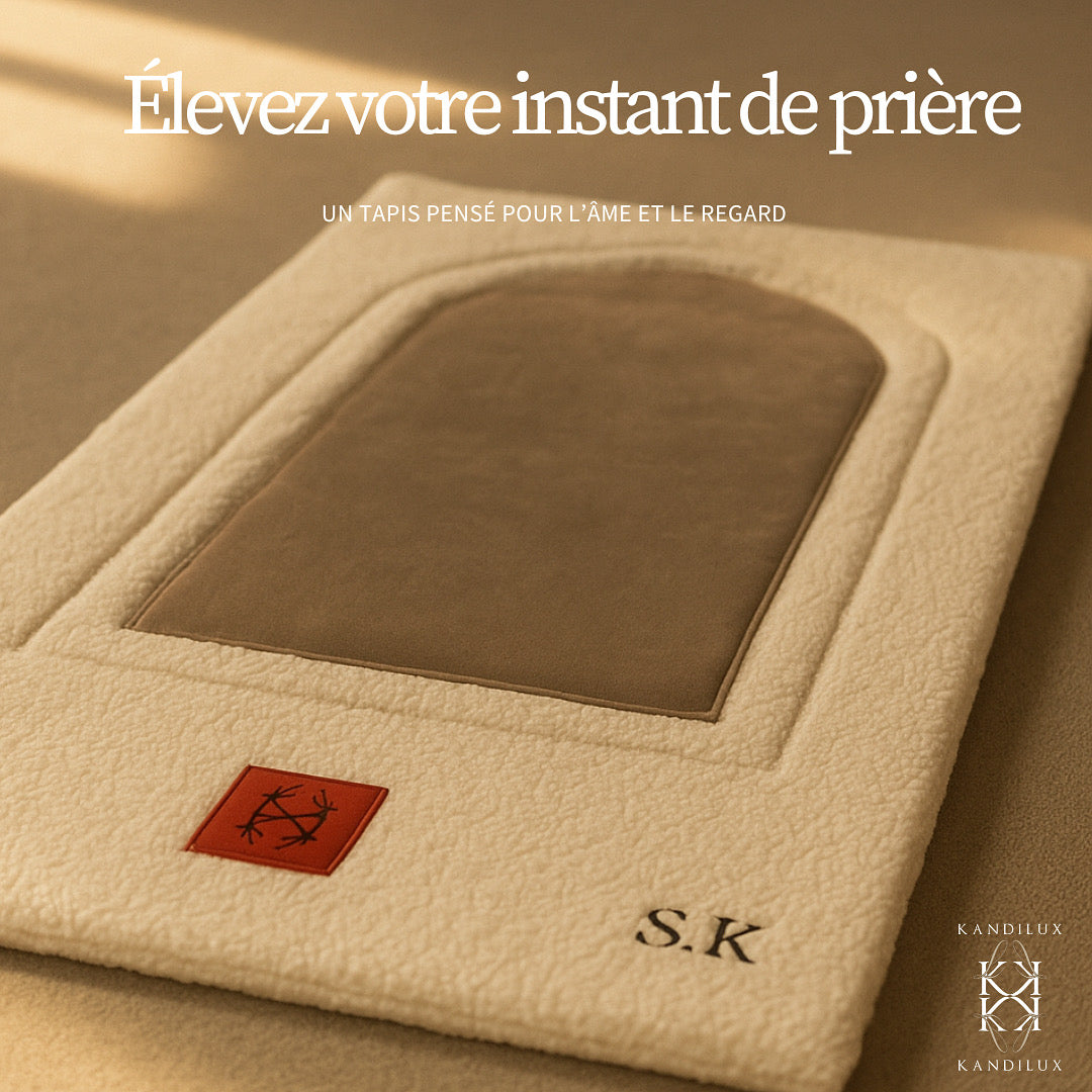 Tapis de prière Taupe Haut de Gamme fait main